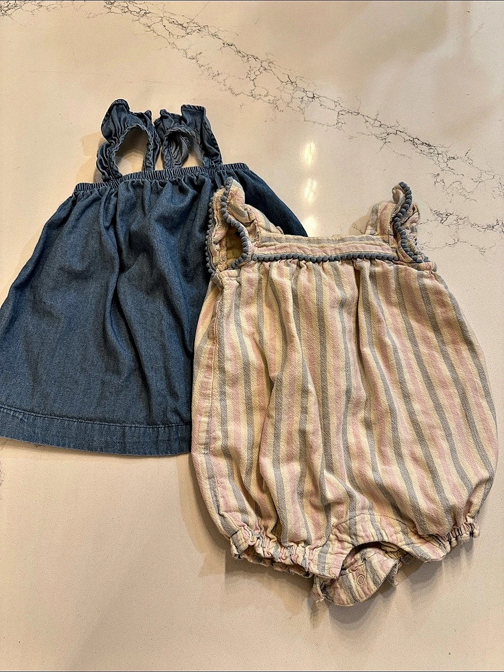 Baby 3-6M Blue Denim Dress & Striped Romper